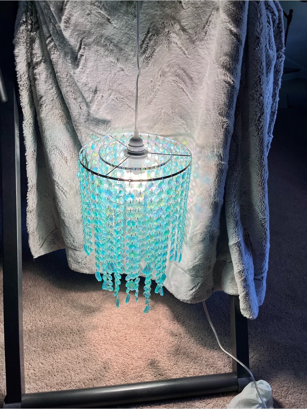Source Unknown Turquoise 2 Tier Beaded Crystal Chandelier Hanging Light - Picture 3 of 11